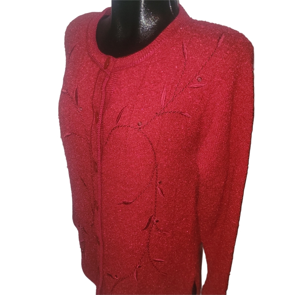 Vintage 90's Button-Front Embroidered Cardigan Sweater S - Picture 4 of 8